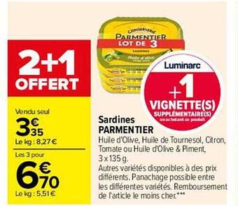 Carrefour Sardines Parmentier offre