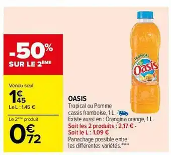 Carrefour Oasis Tropical Ou Pommes Cassis Framboise offre