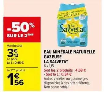Carrefour Eau Minérale Naturelle Gazeuse La Salvetat offre