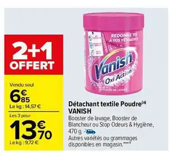 Carrefour Détachant Textile Poudre Vanish offre