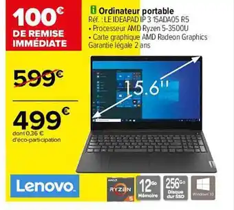 Carrefour Ordinateur Portable Lenovo offre