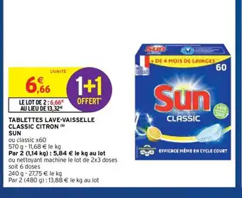 Intermarché Sun Tablettes Lave-Vaisselle Classic Citron offre