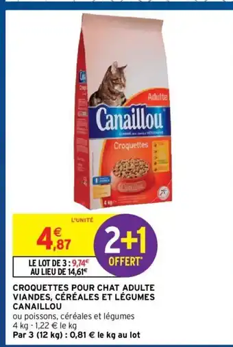 Intermarché Croquettes Pour Chat Adulte Viandes Céréales Et Légumes Canaillou offre