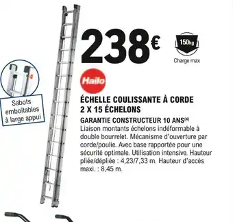 E.Leclerc Brico Échelle Coulissante à Corde 2x15 échelons offre