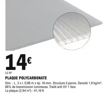 Plaque Polycarbonate