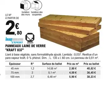 E.Leclerc Brico Panneaux Laine de Verre Kraft 037 offre