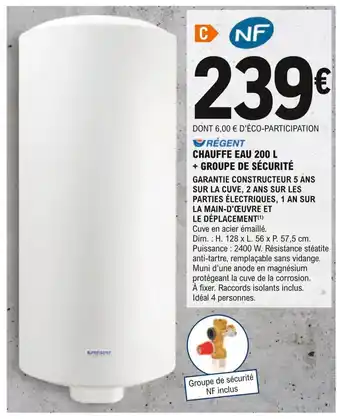 E.Leclerc Brico Chauffe Eau 200L +Groupe de Sécurité offre
