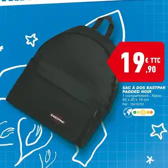 Bureau Vallée Sac à Dos Eastpak Padded Noir offre