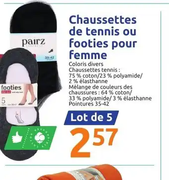 Action Chaussettes de Tennis Ou Footies Pour Femme offre