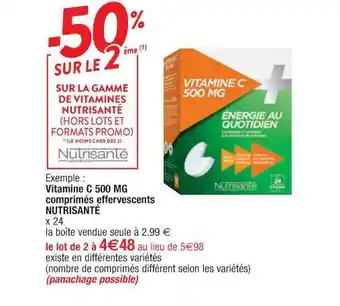 Vitamine C 500 Mg Comprimés Effervescents Nutrisanté