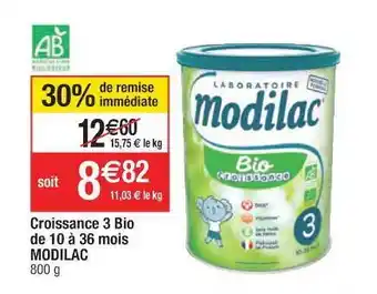 Cora x Carrefour Croissance 3 Bio De 10 à 36 Mois Modilac offre