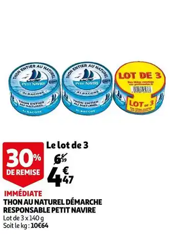 Auchan Petit navire thon au naturel démarche responsable offre