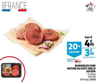 Auchan Socopa burgers du chef nature ou goût grillé offre