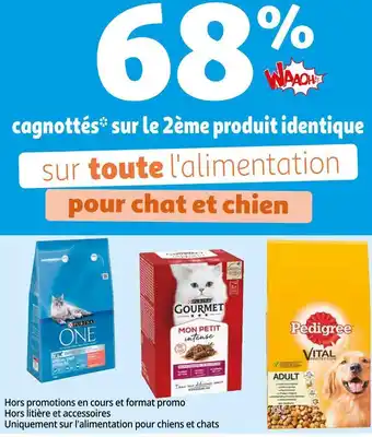 Auchan Pedigree bon plan sur toute l'alimentation pour chat et chien de la marque pedigree offre