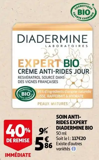 Auchan Diadermine bio soin anti-rides expert offre