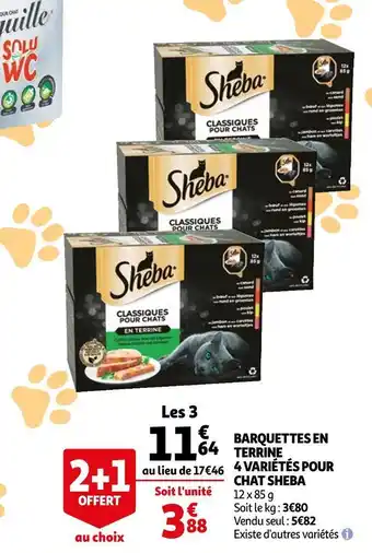 Auchan Sheba barquettes en terrine 4 variétés pour chat offre