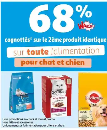 Auchan Purina/ pedigree bon plan sur toute l'alimentation pour chat et chien de la marque purina, pedigree offre