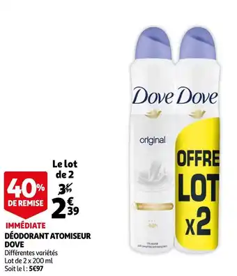 Auchan Dove déodorant atomiseur offre