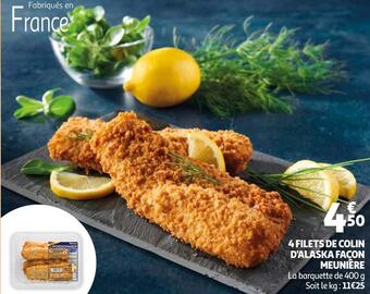 Auchan 4 filets de colin d'alaska façon meunière offre