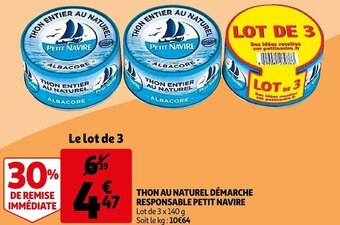 Auchan Petit navire thon au naturel démarche responsable offre