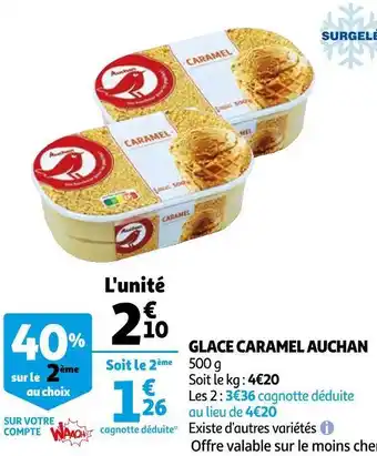 Auchan Auchan glace caramel offre
