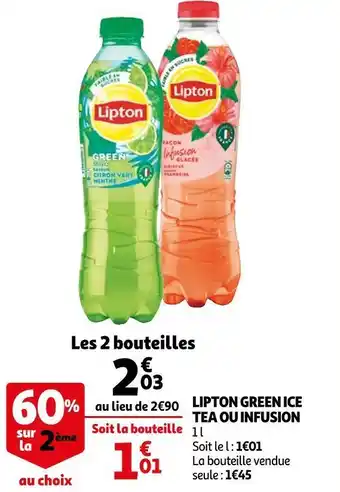 Auchan Lipton green ice tea ou infusion offre