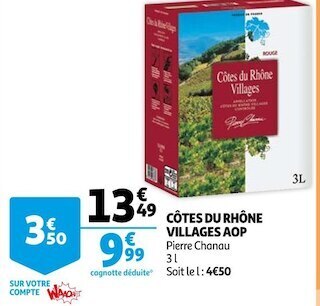 Auchan Pierre chanau côtes du rhône villages aop offre