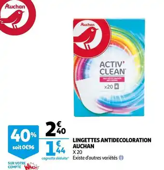 Auchan Auchan lingettes antidecoloration offre