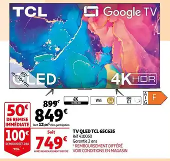 Auchan Tcl tv qled tcl 65c635 offre