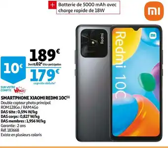 Auchan Xiaomi smartphone redmi 10c offre