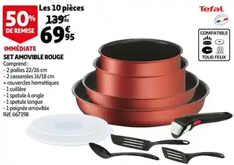 Auchan Tefal set amovible rouge offre