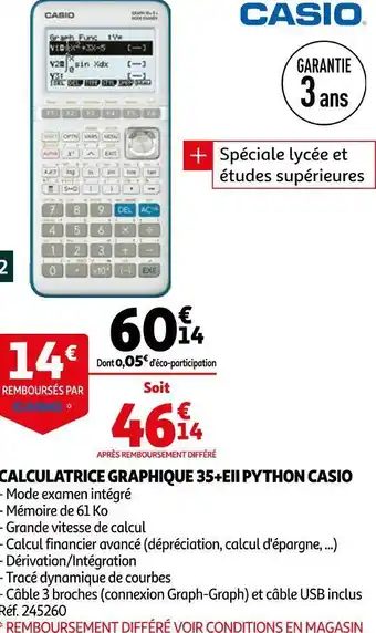 Casio calculatrice graphique 35+eii python