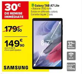 Carrefour Galaxy Tab A7 Lite Samsung offre
