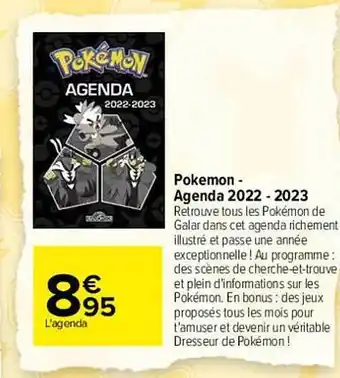 Carrefour Pokemon - Agenda 2022-2023 offre