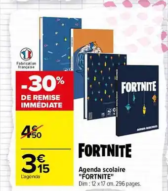Carrefour Agenda Scolaire Fortnite offre
