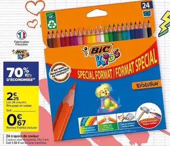 Carrefour 24 Crayons De Couleur Bic Kids offre