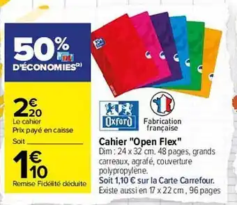 Carrefour Oxford Cahier offre