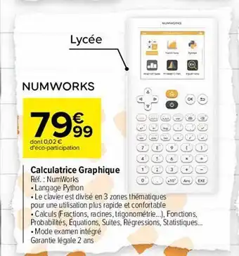 Carrefour Numworks Calculatrice Graphique offre