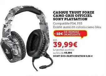 Casque Trust Forze Camo Gris Officiel Sony Playstation