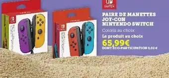 Super U Paire De Manettes Joy-con Nintendo Switch offre