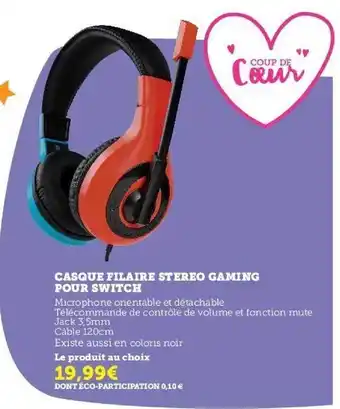 Casque Filaire Stereo Gaming Pour Switch