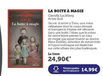 Super U La Boite à Magie Camilla Lackberg Actes Sud offre