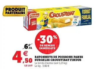 U Express Bâtonnets de Poissons Panés Surgelés Croustibat Findus offre