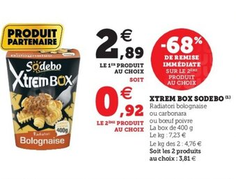 U Express Xtrem Box Sodebo offre
