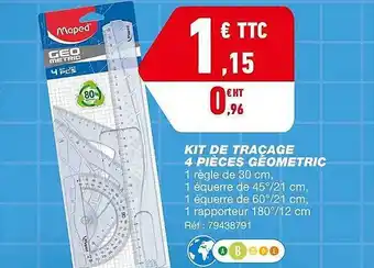 Bureau Vallée Kit De Traçage 4 Pièces Géometric Maped offre