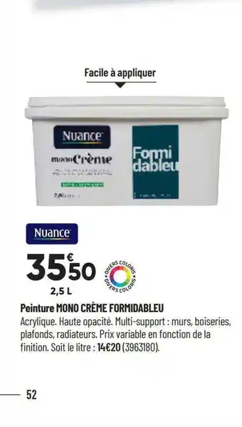 Bricorama Peinture Mono Crème Formidableu Nuance offre