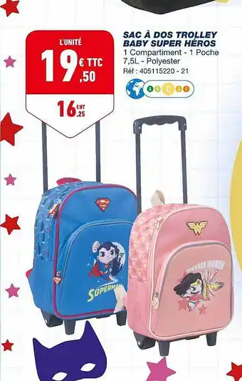 Bureau Vallée Sac à Dos Trolley Baby Super Héros offre