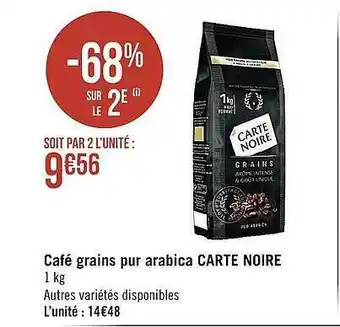 Casino Supermarchés Café Grains Pur Arabica Carte Noire offre