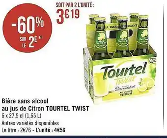 Casino Supermarchés Bière Sans Alcool Au Jus De Citron Tourtel Twist offre