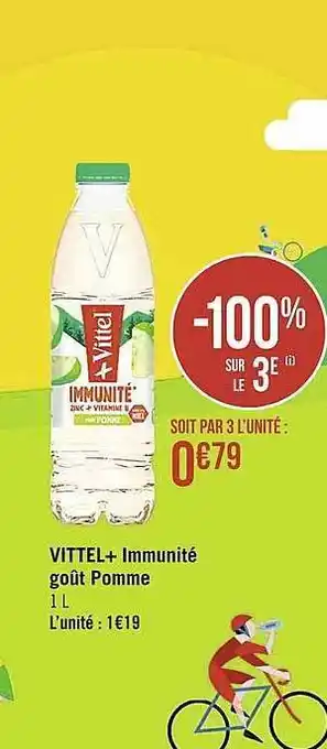 Casino Supermarchés Vittel+ Immunité Goût Pomme offre